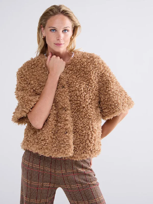 Summum Faux Fur Jacket Caramel Coffee